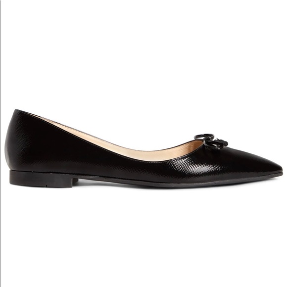 Authentic Prada Bow Logo Pointed Toe Flat - Picture 2 of 7